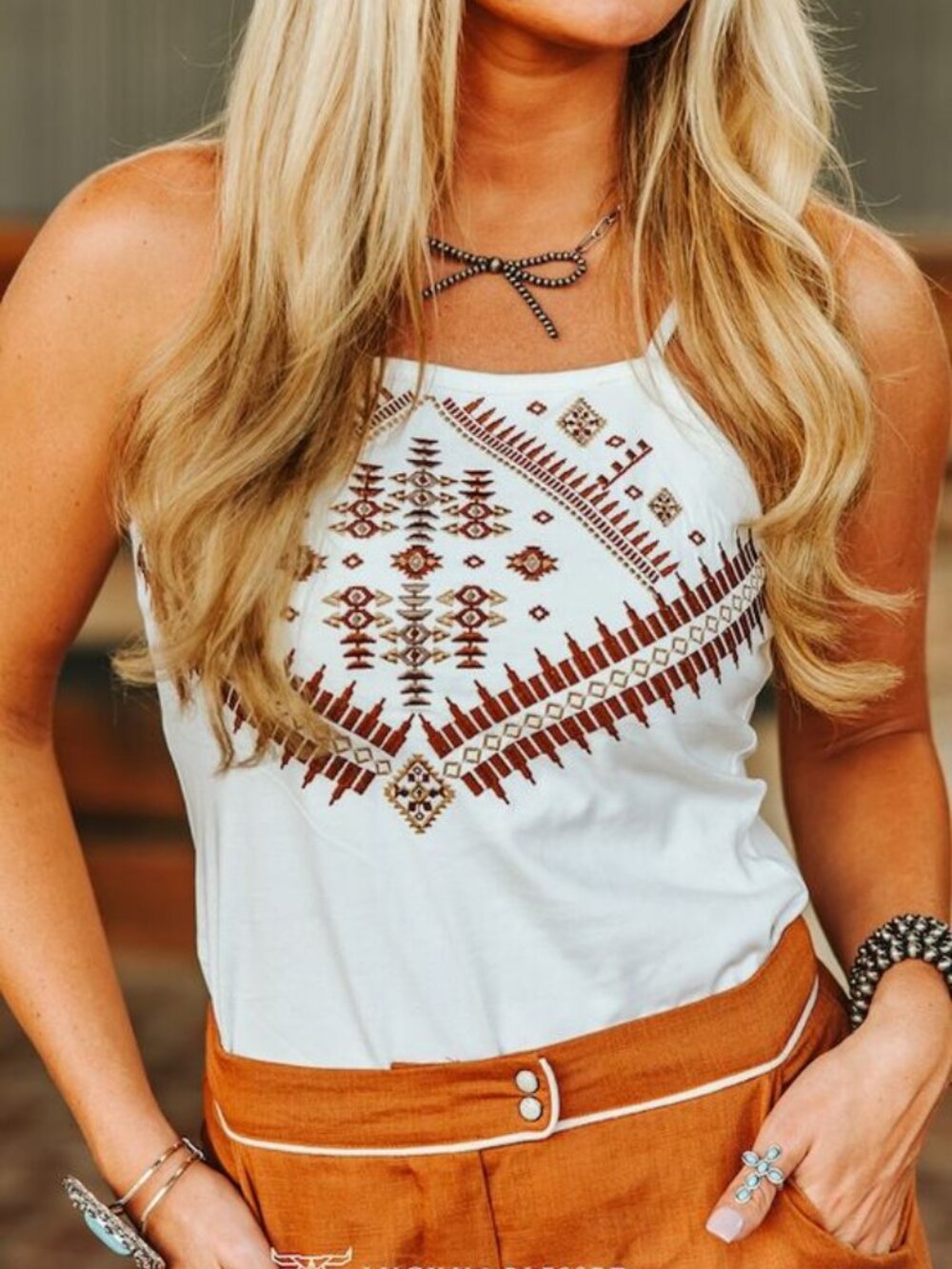 Ivory Camel Aztec Tank Top - Picture 2 of 2